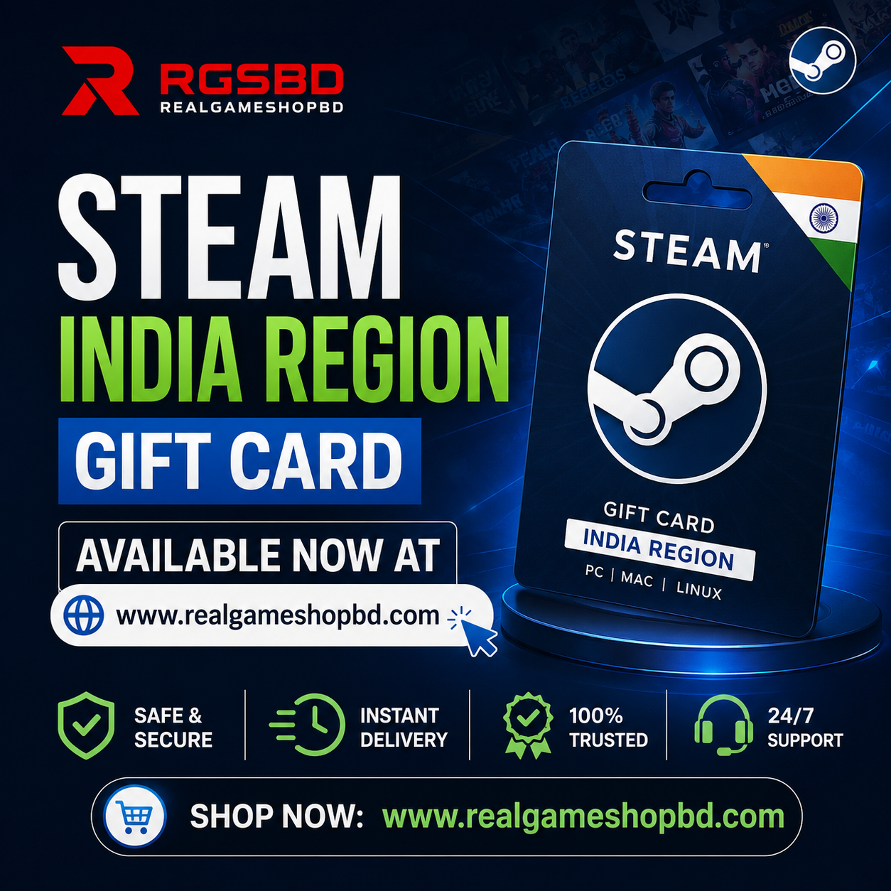 โญ Steam Wallet Code ๐ฎ๐ณ India