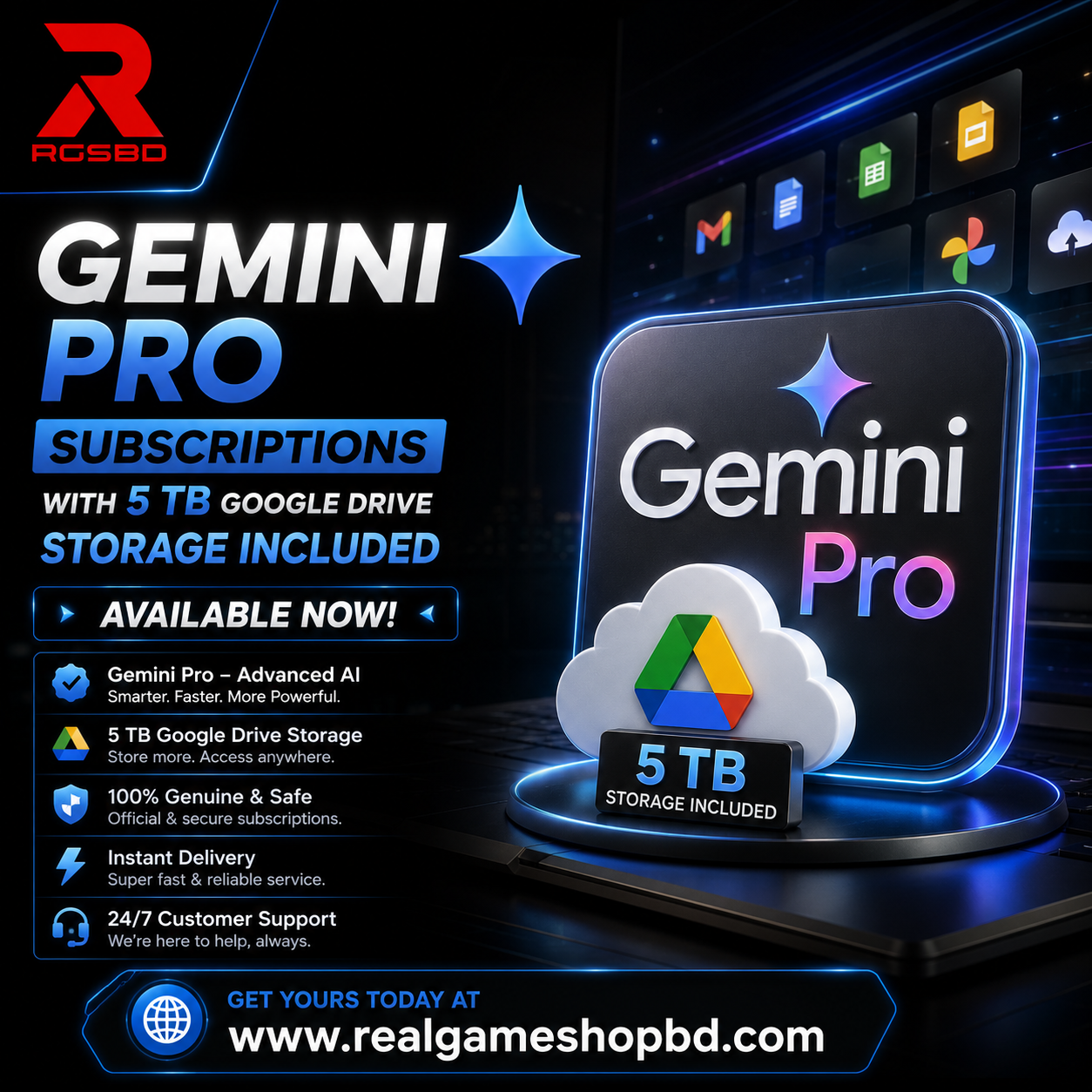 ๐ฅ Gemini Pro + 5 GB Google Drive